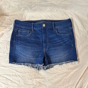 American Eagle Denim Jean Shorts Super Stretch Hi-Rise Shortie Size 14